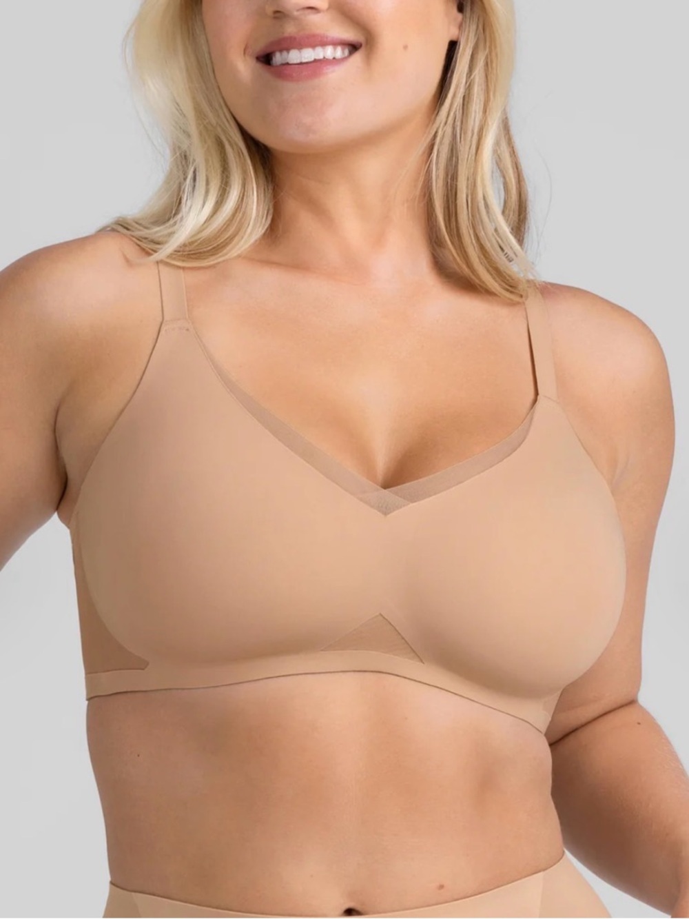 Honeylove CROSSOVER WIRELESS BRA SAND Nude Women's Size 1X 40C/D